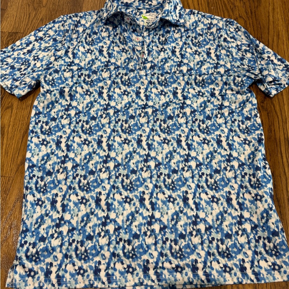 Tailorbyrd Blue and White Patterned Kids Polo